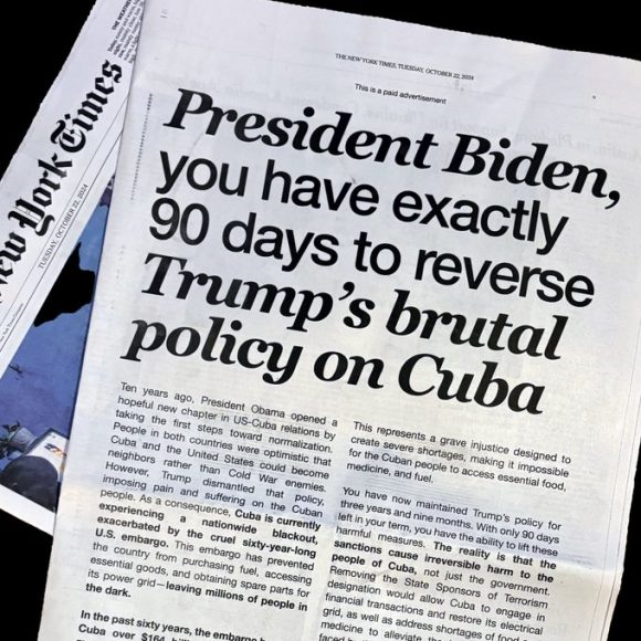 The People’s Forum publica carta en The New York Times a Biden: ¡Deja vivir a Cuba!